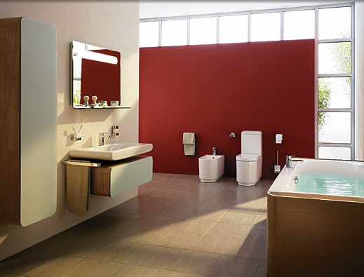 <span>Banheiro estilo moderno com bancada e cuba flutuante</span>
